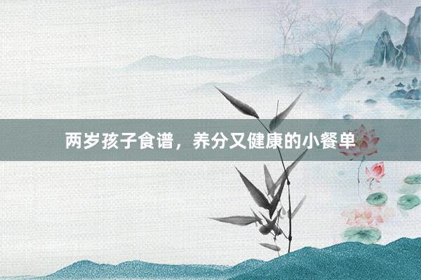 两岁孩子食谱，养分又健康的小餐单