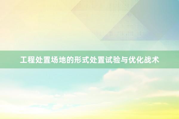 工程处置场地的形式处置试验与优化战术